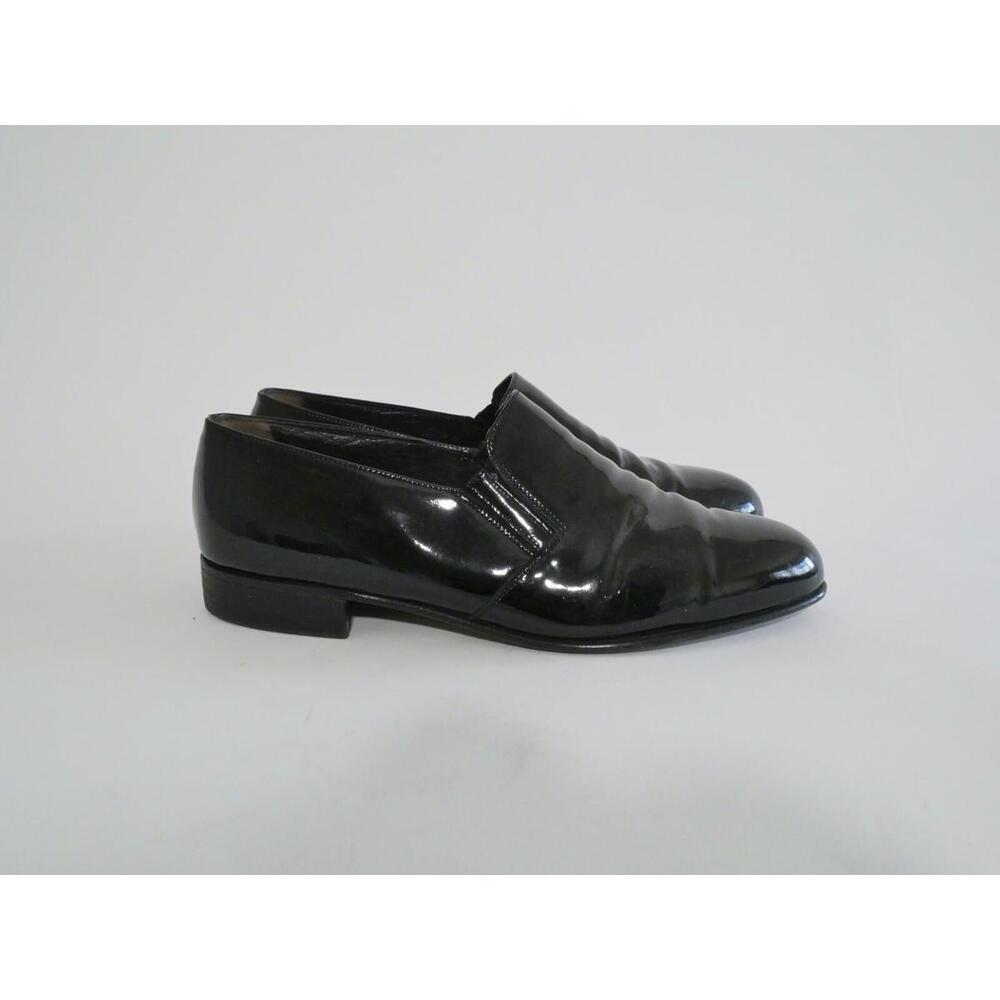 Vintage Bally Swiss Men's Dress Shoes Black Patent Tuxedo Slippers size 8.5 US